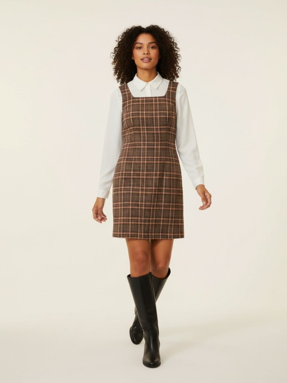 Vintage CW Clifford & Wills British Tweed Plaid Wool Preppy Mini Shift Dress 8